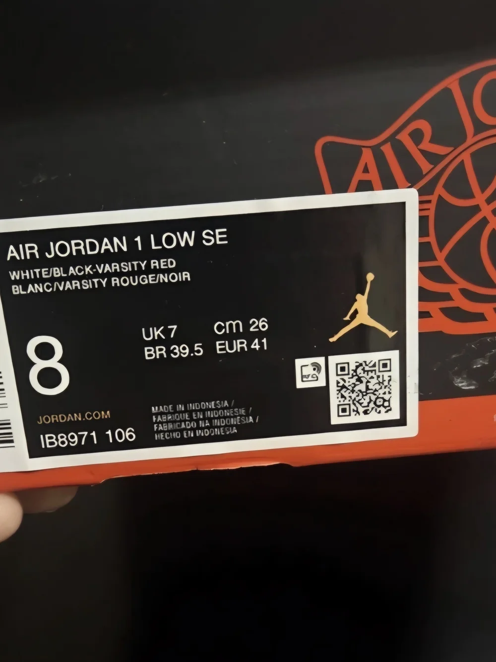 Jordan Low Top Sneakers in Black, White & Red